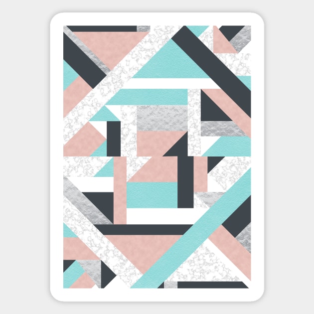 Abstract Geo - Silver, Pink, Blue and Marble Sticker by Blue-Banana